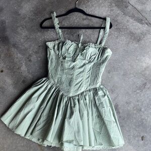 Windsor Sage Green “Cottage Core” Mini Dress, Size Large